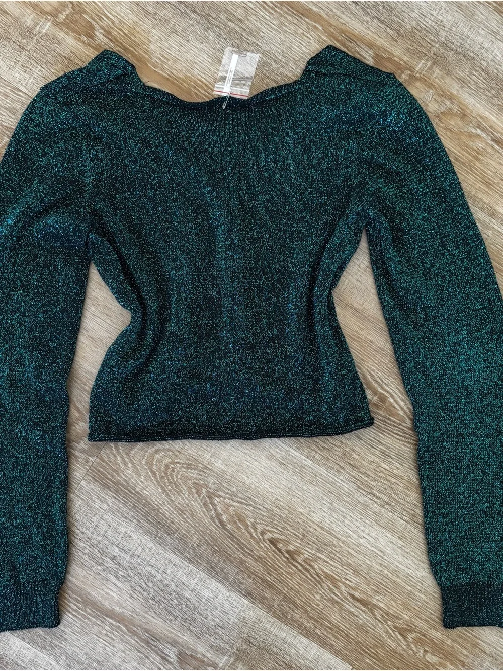 Free People Green Metallic Knit Cardigan